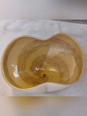 Hand-Blown Yellow Swirl Glass Bowl - Murano Style